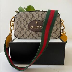 Gucci Beige and Green Crossbody Bag